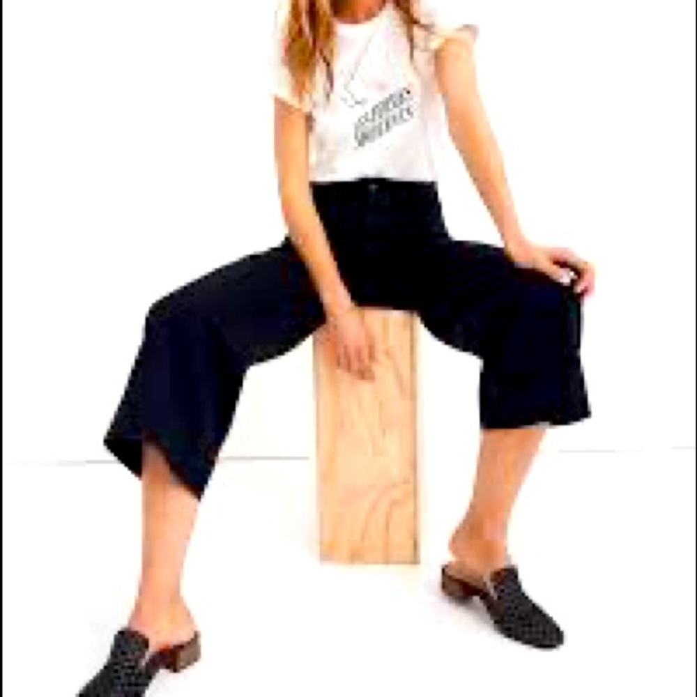 Madewell black Emmett wide-leg crop pants size 25p